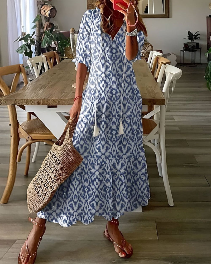 Damska Sukienka Boho z Wzorem | Maxi