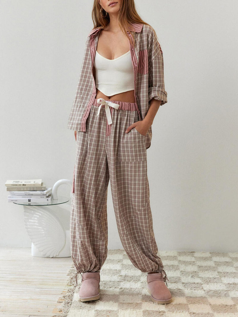 Women's Two-Piece Check Pyjamas – Pink