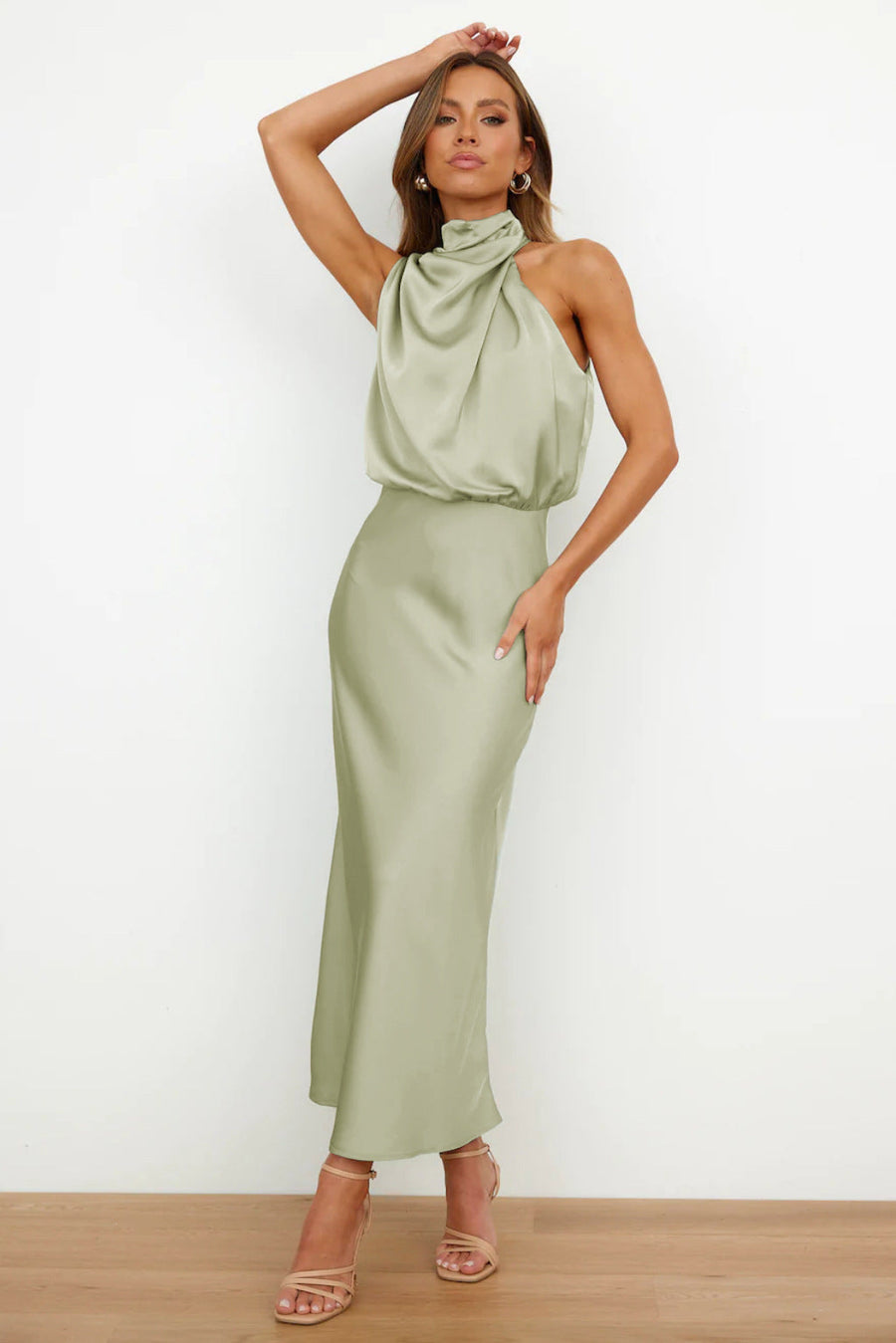 Women's Wedding Guest Dress with Back Neckline | Midi