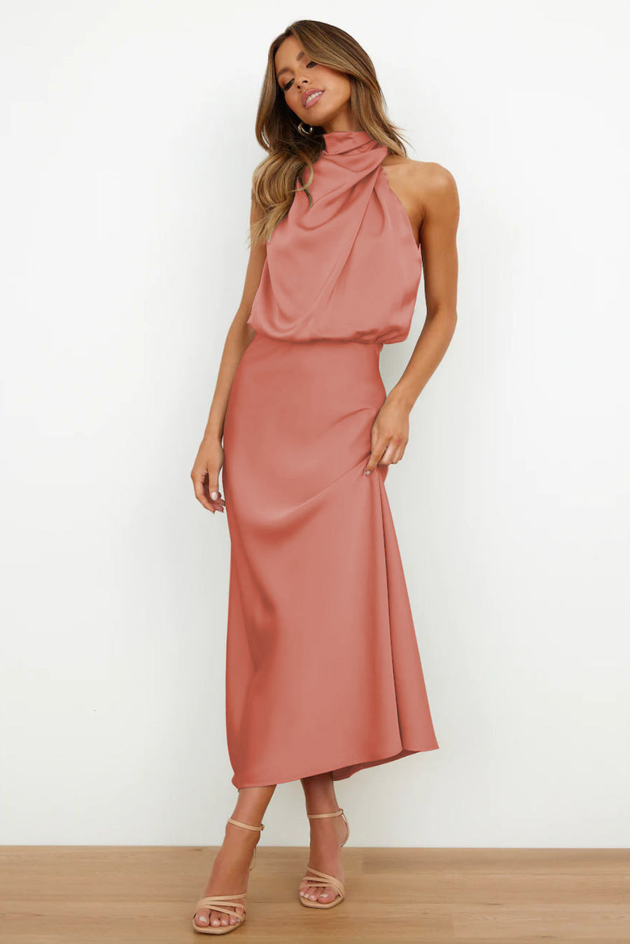 Women's Wedding Guest Dress with Back Neckline | Midi