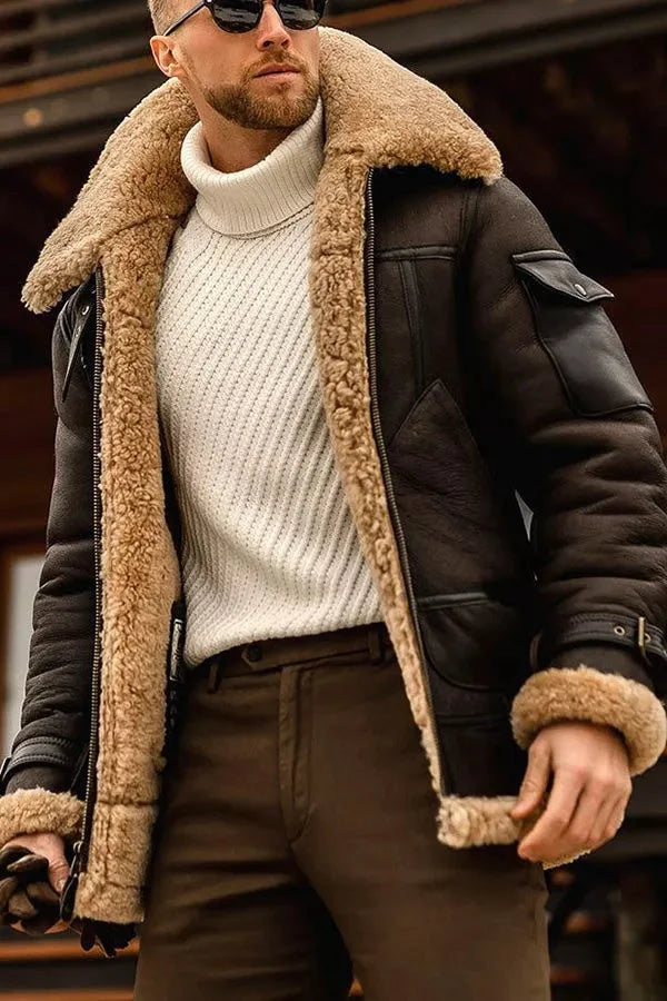 Men's Shearling Aviator Coat | Warm Winter Style