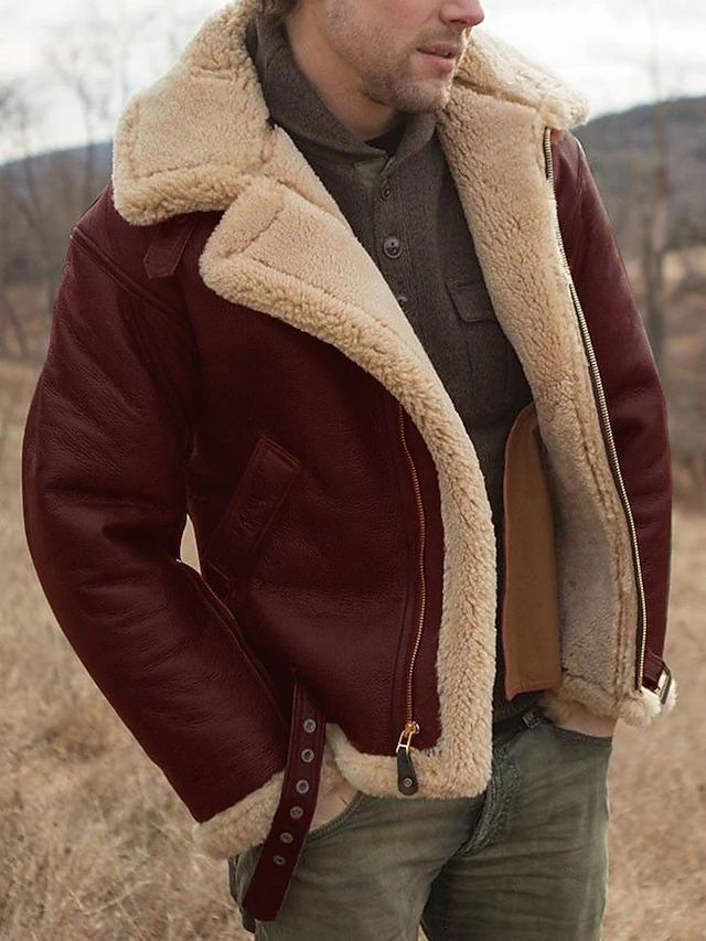 Men's Shearling Aviator Coat | Warm Winter Style