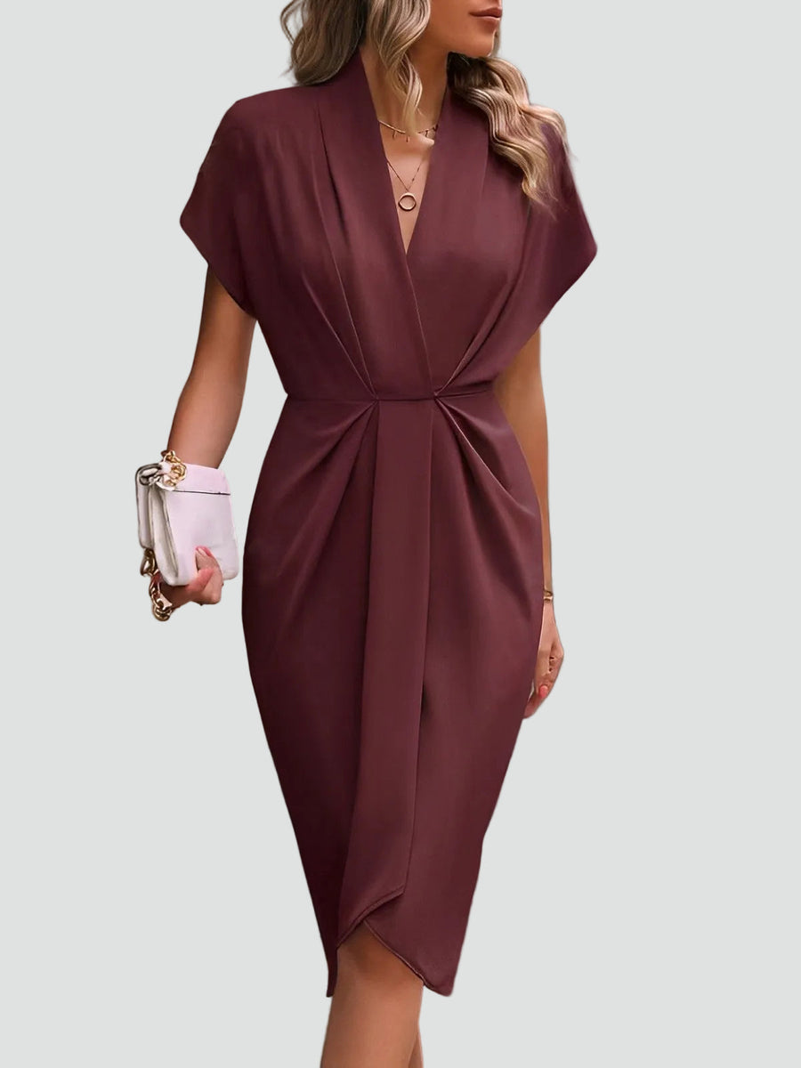 Women's Evening V-Neck Dress | Midi