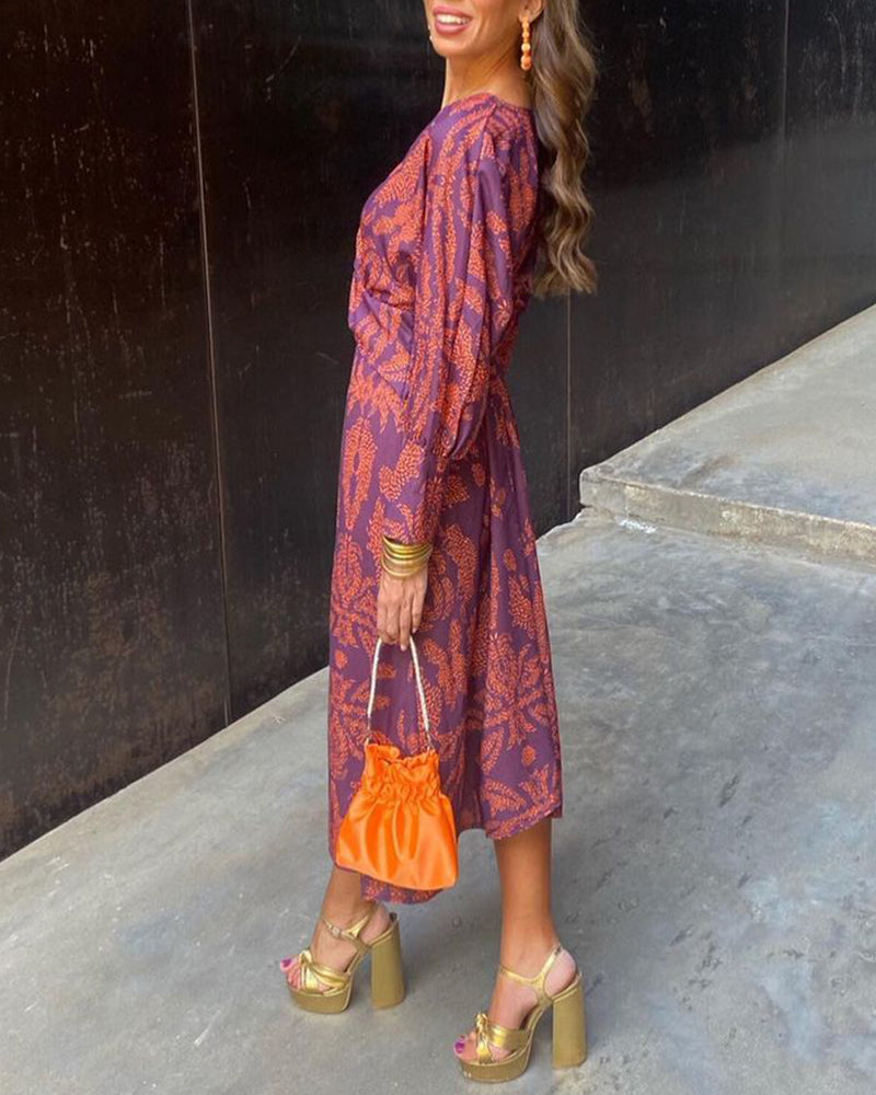 Women's Boho Dress with Print and V-Neck | Maxi