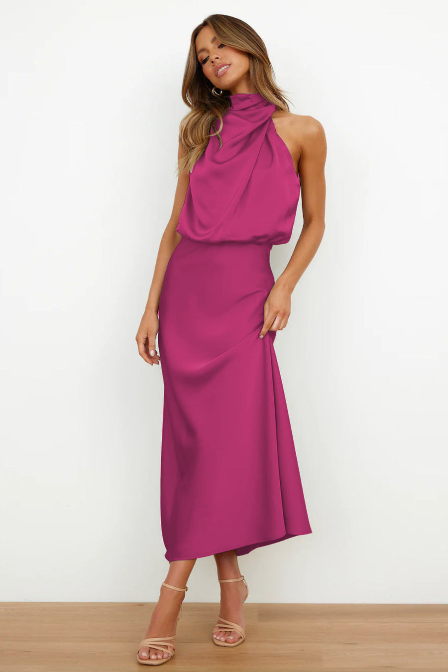 Women's Wedding Guest Dress with Back Neckline | Midi