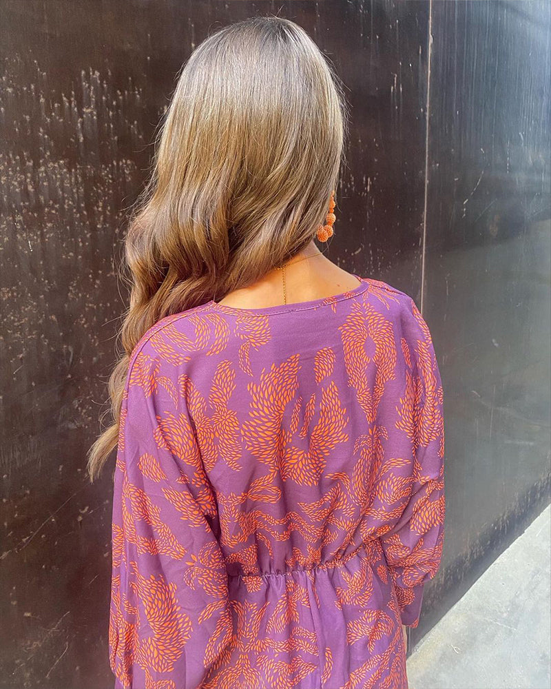 Women's Boho Dress with Print and V-Neck | Maxi