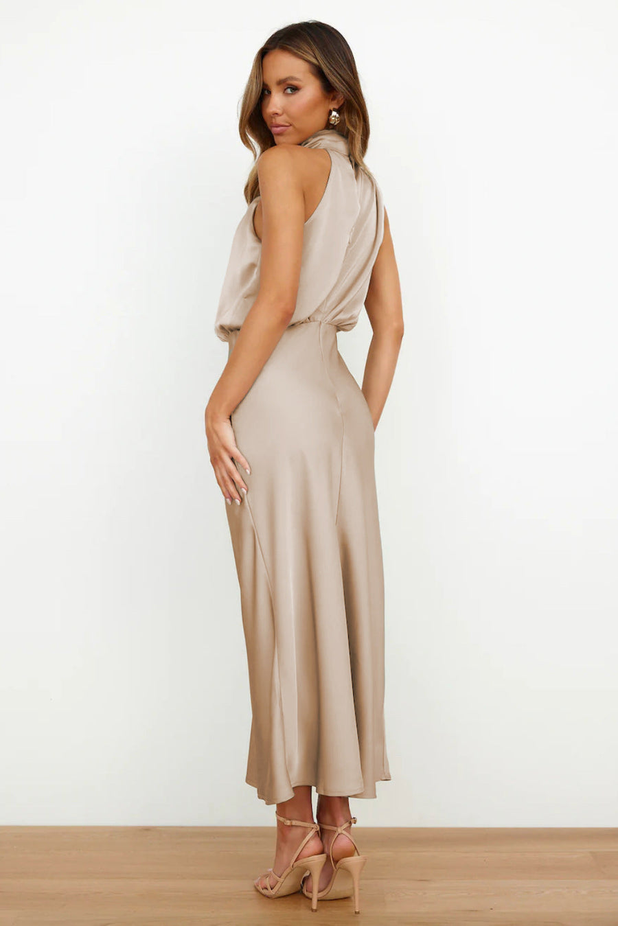 Women's Wedding Guest Dress with Back Neckline | Midi