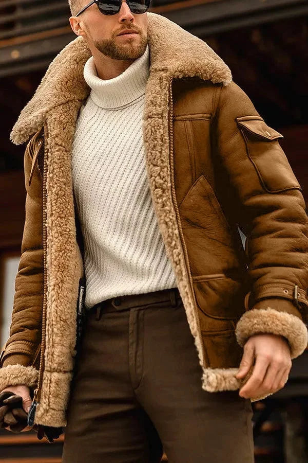 Men's Shearling Aviator Coat | Warm Winter Style