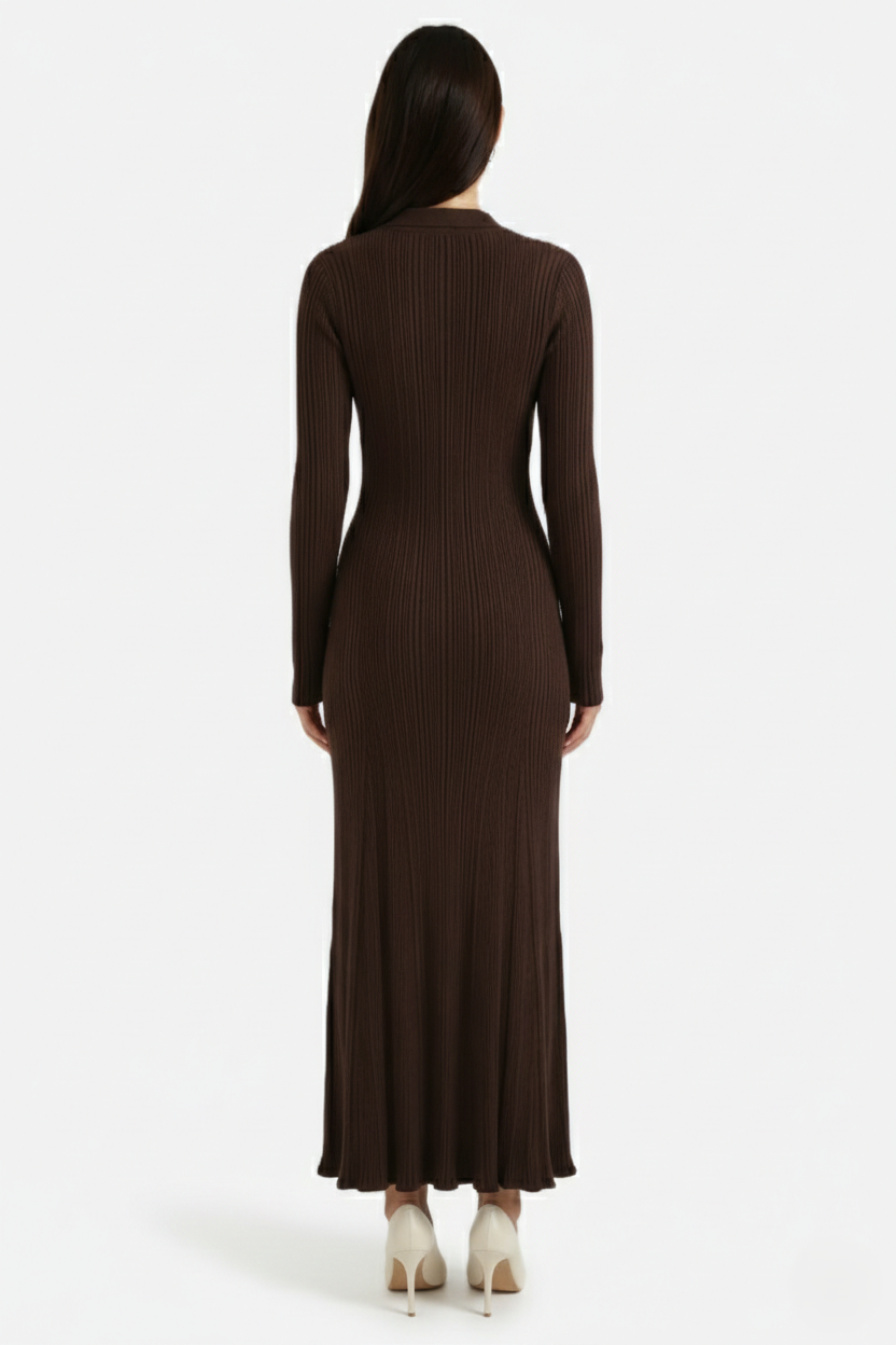 Women's Knit Dress with Long Sleeves | Maxi