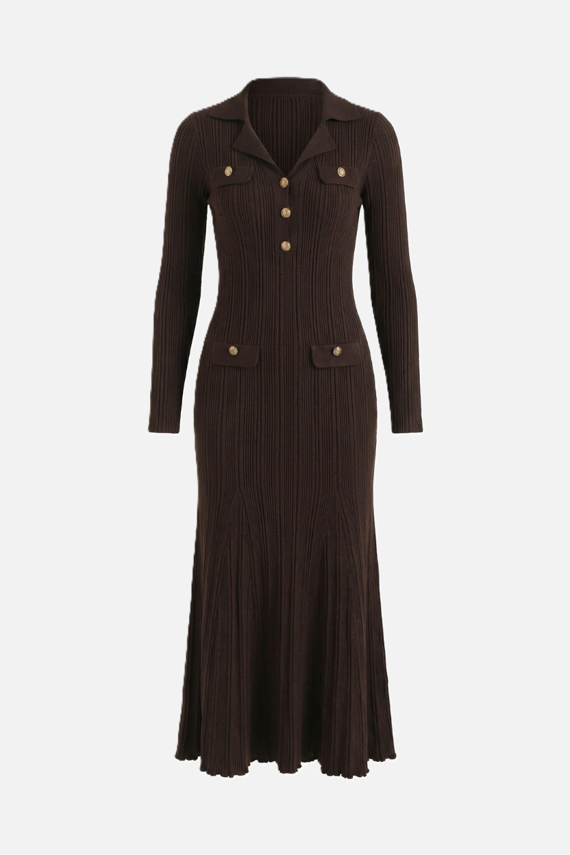 Women's Knit Dress with Long Sleeves | Maxi