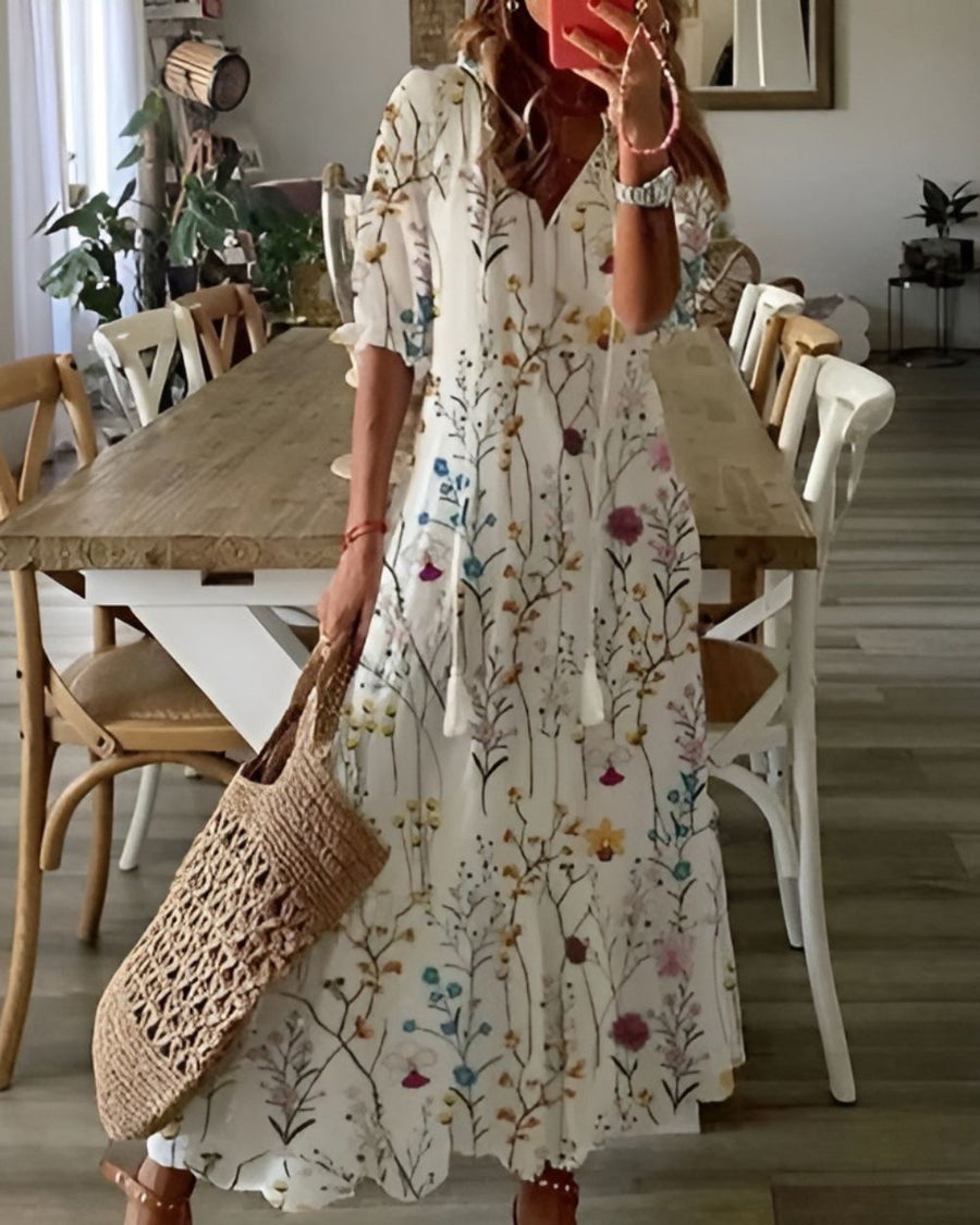 Dámské boho šaty se vzorem | Maxi