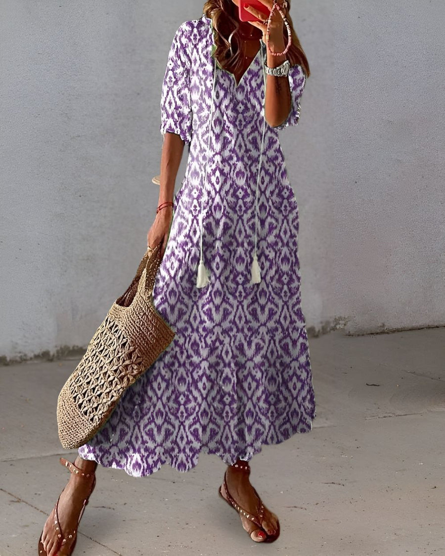 Dámské boho šaty se vzorem | Maxi
