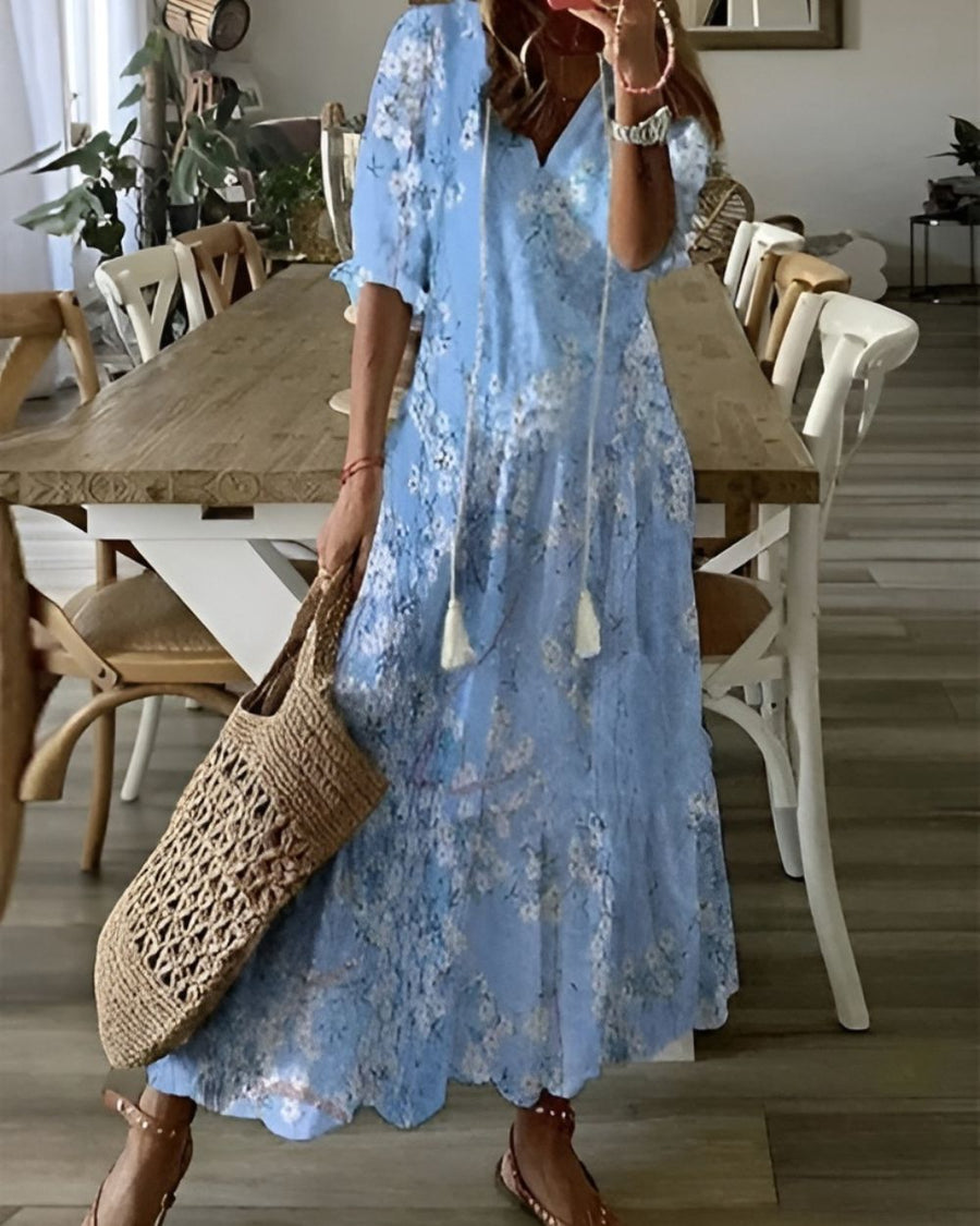 Dámské boho šaty se vzorem | Maxi