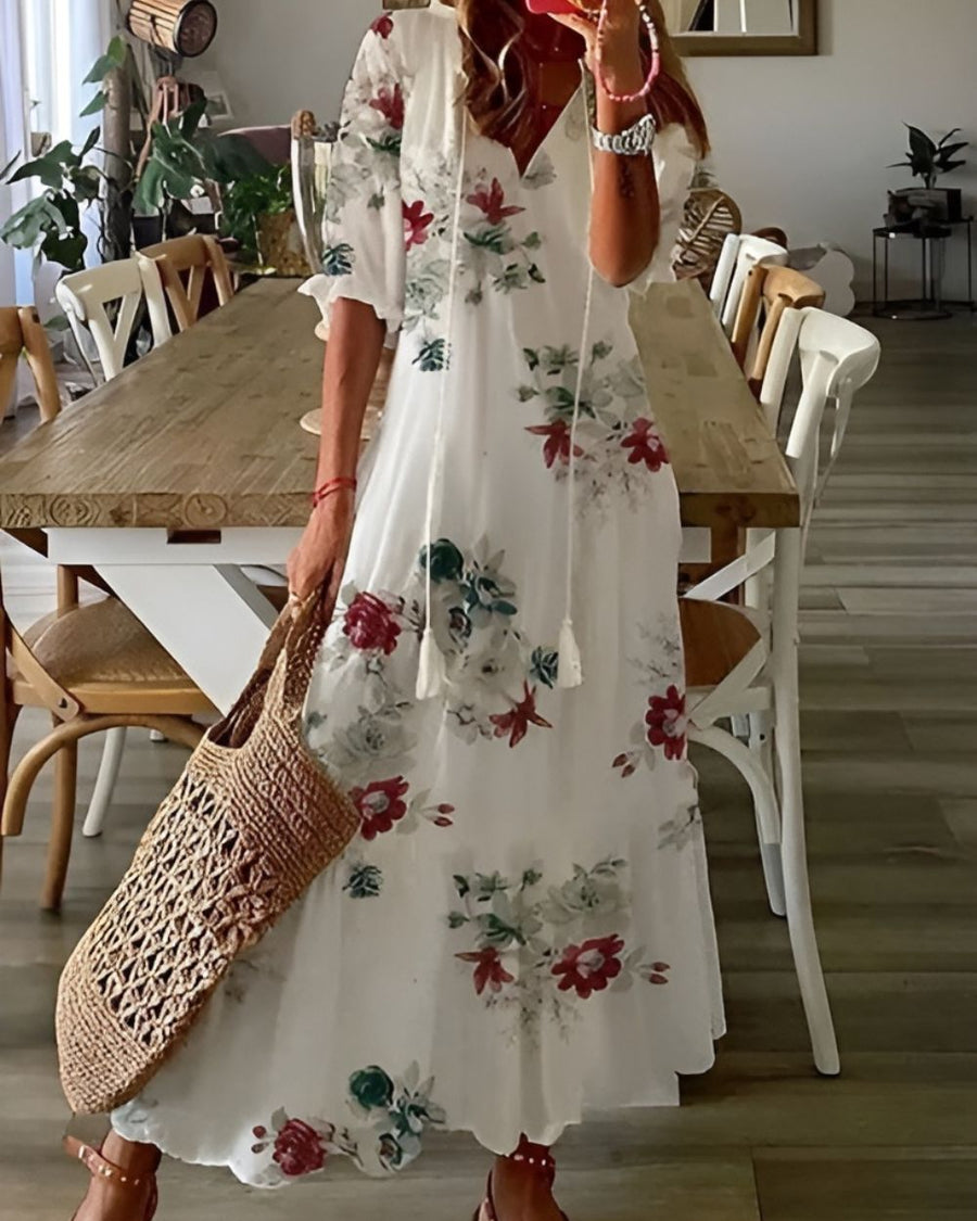 Dámské boho šaty se vzorem | Maxi