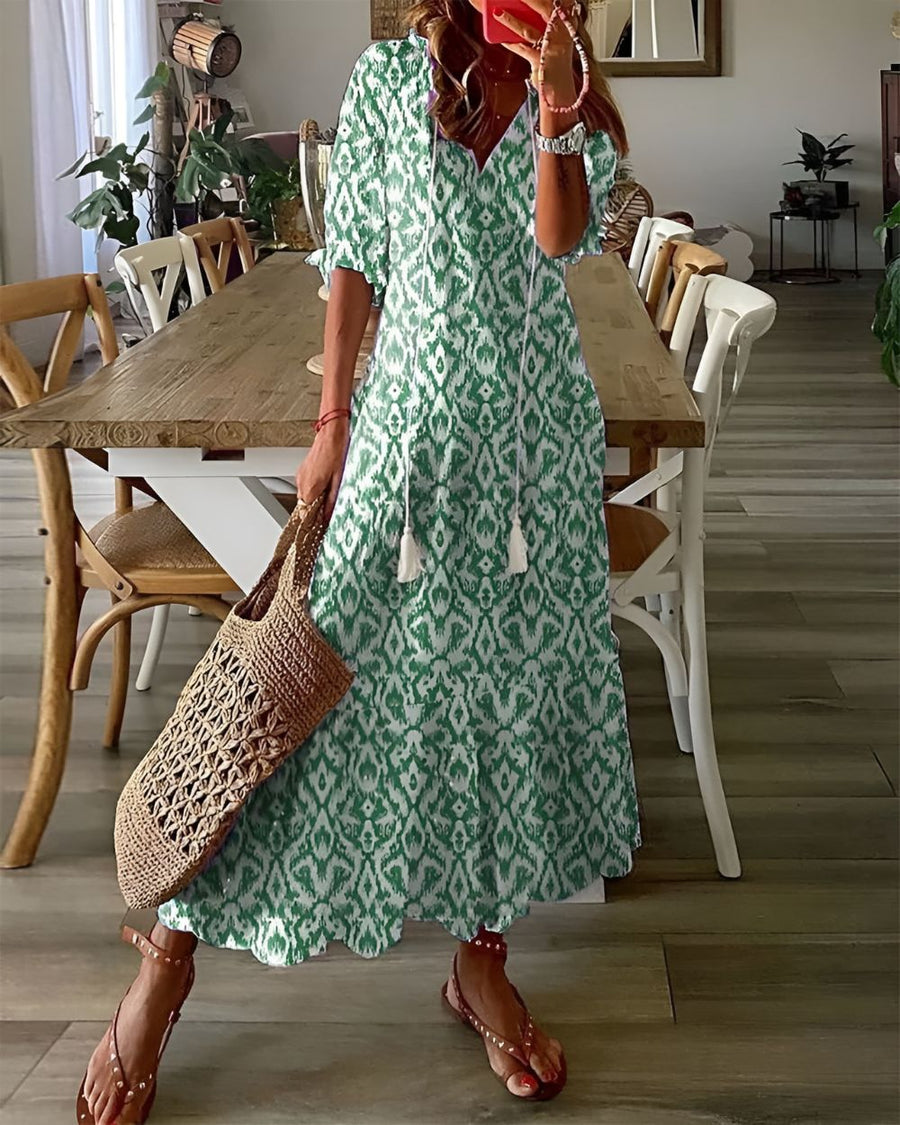 Dámské boho šaty se vzorem | Maxi