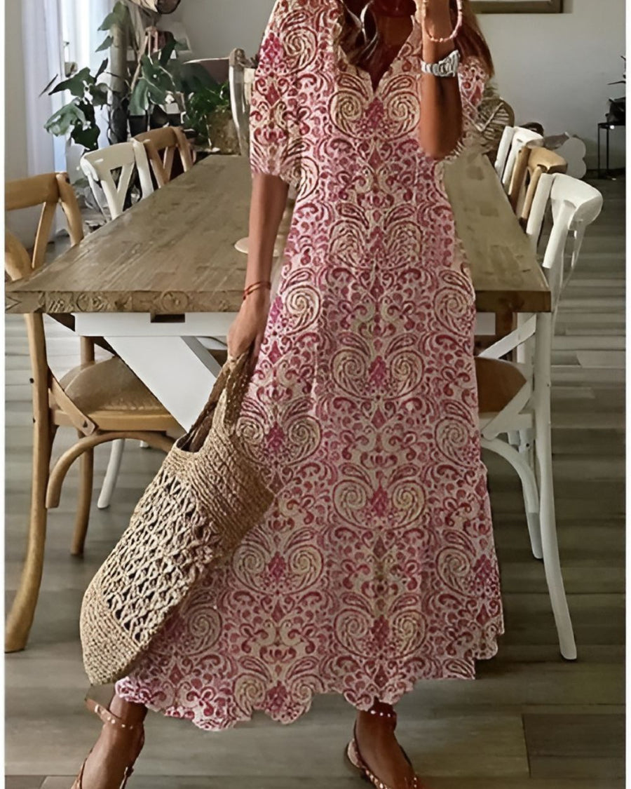 Dámské boho šaty se vzorem | Maxi