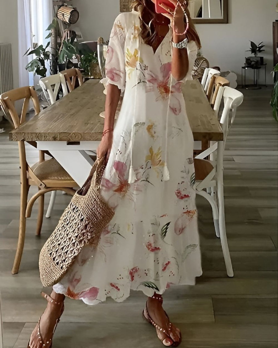 Dámské boho šaty se vzorem | Maxi
