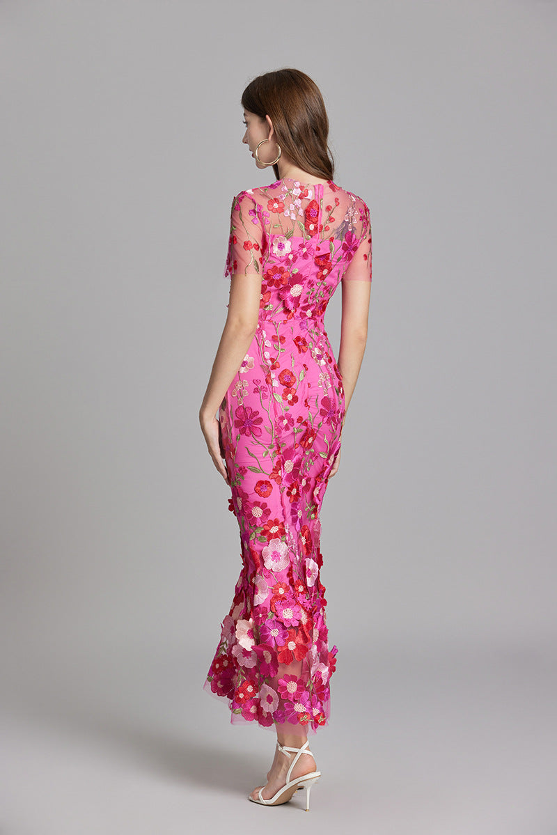 Women's Embroidered Floral Dress | Maxi