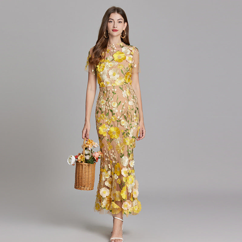 Women's Embroidered Floral Dress | Maxi