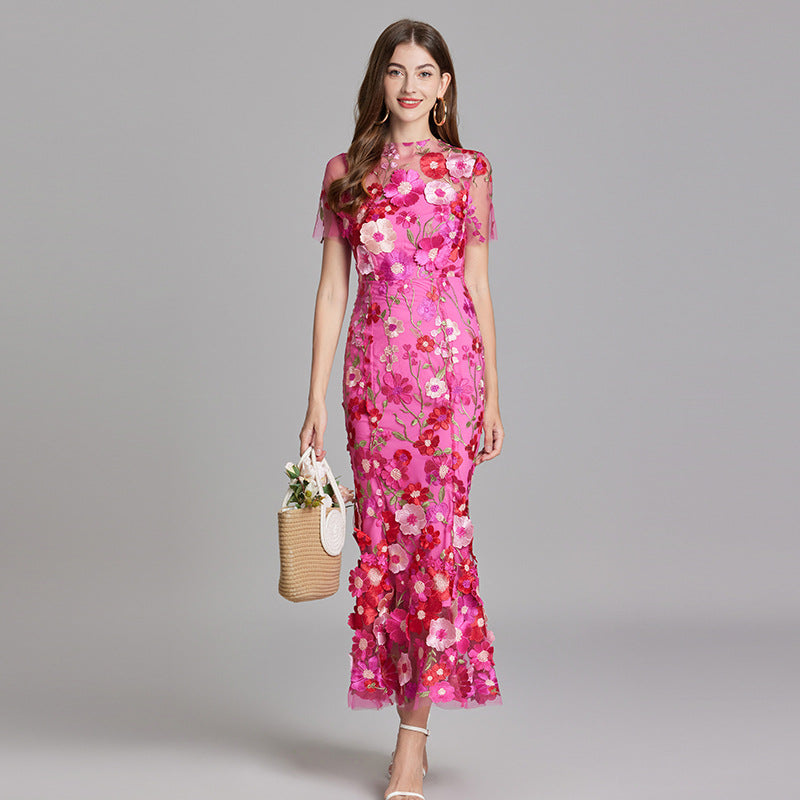 Women's Embroidered Floral Dress | Maxi