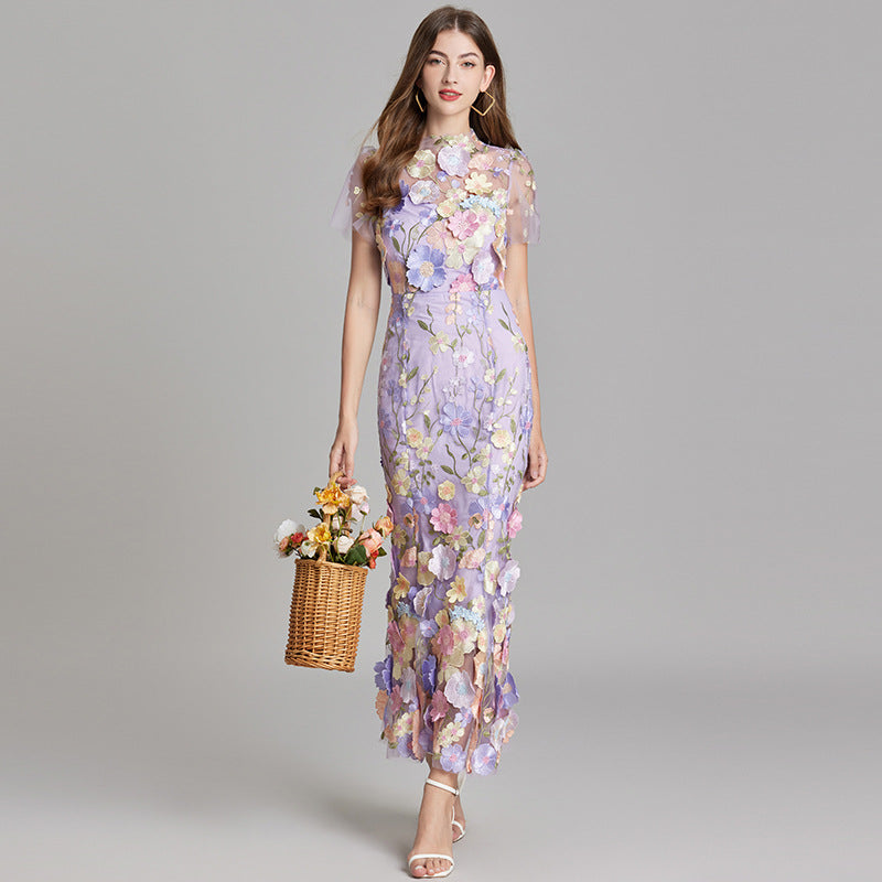 Women's Embroidered Floral Dress | Maxi