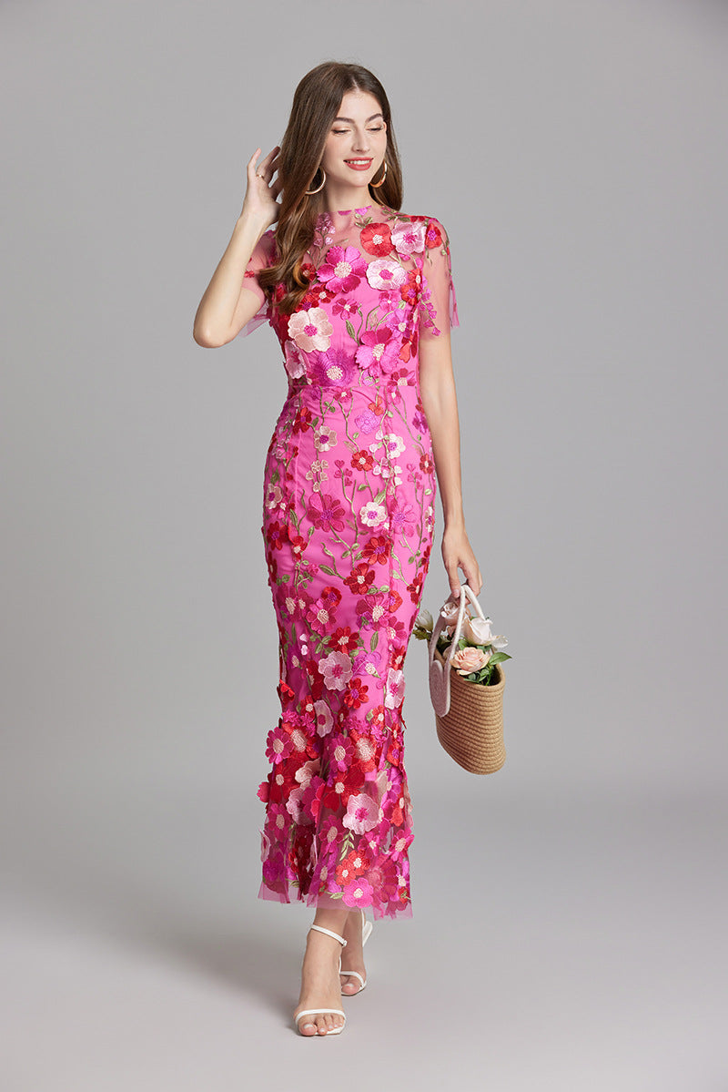Women's Embroidered Floral Dress | Maxi