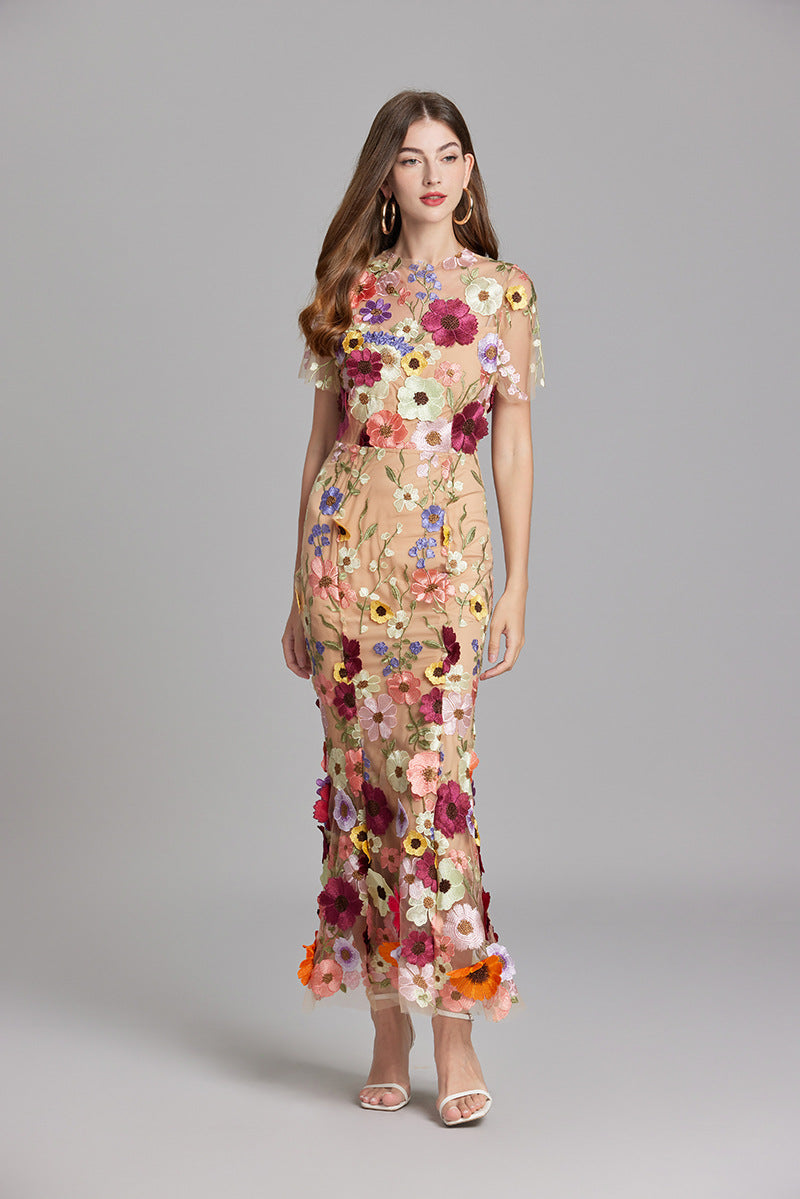 Women's Embroidered Floral Dress | Maxi