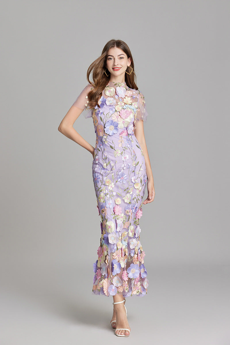 Women's Embroidered Floral Dress | Maxi