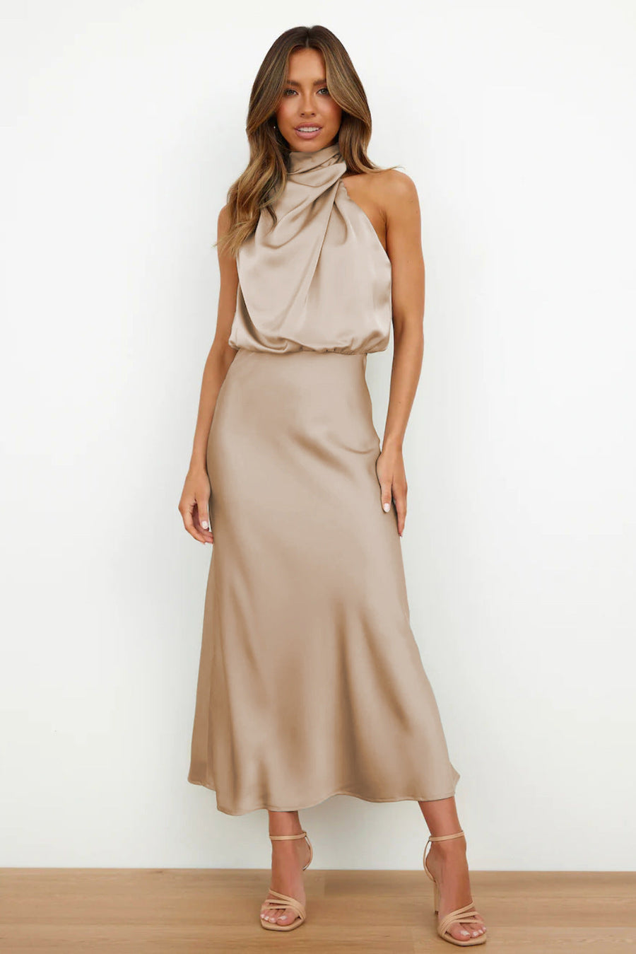 Women's Wedding Guest Dress with Back Neckline | Midi