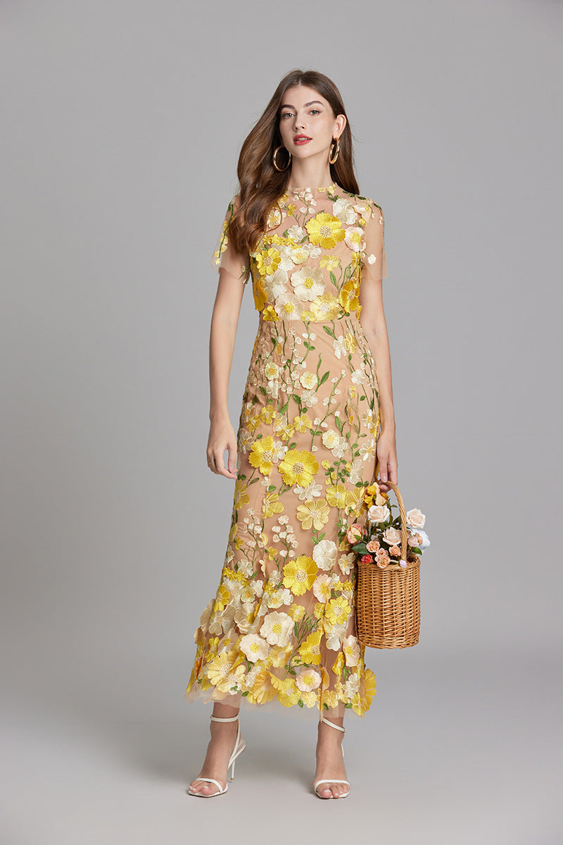 Women's Embroidered Floral Dress | Maxi