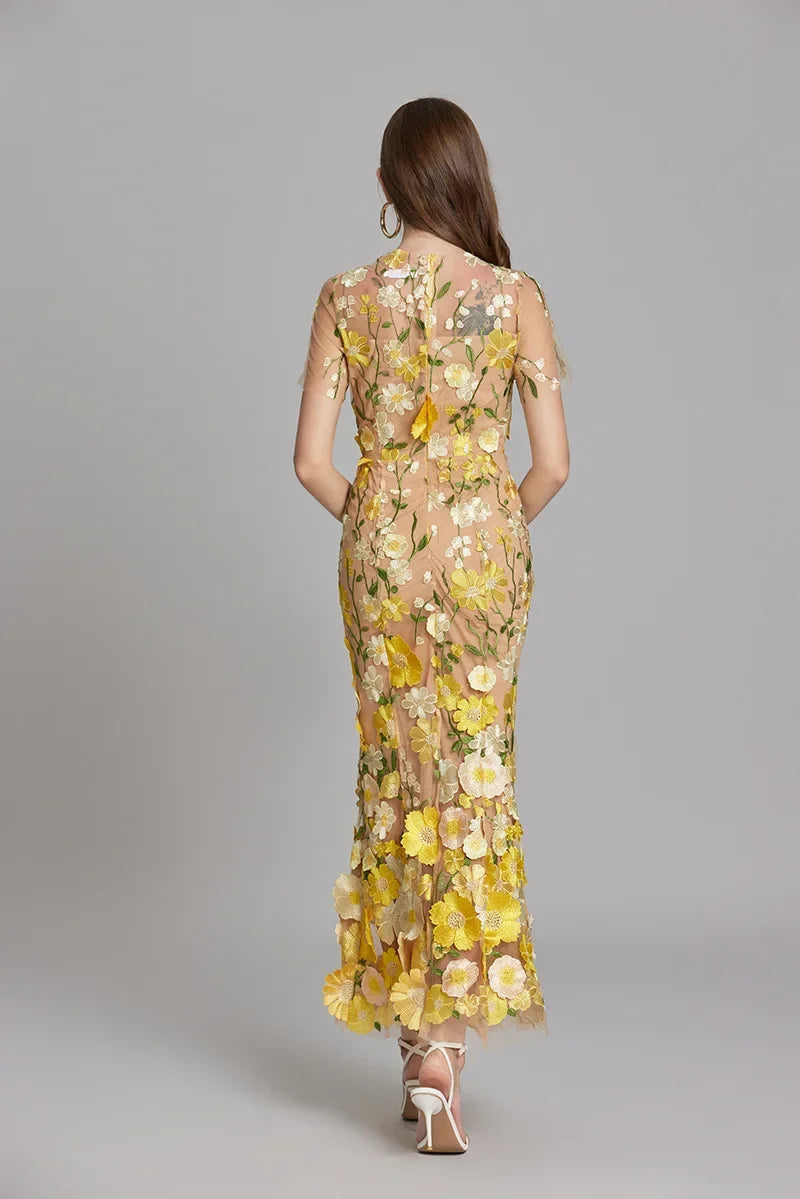 Women's Embroidered Floral Dress | Maxi