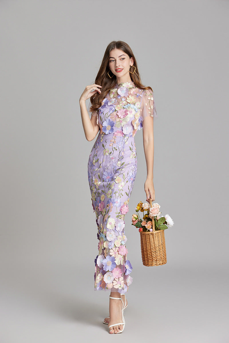 Women's Embroidered Floral Dress | Maxi