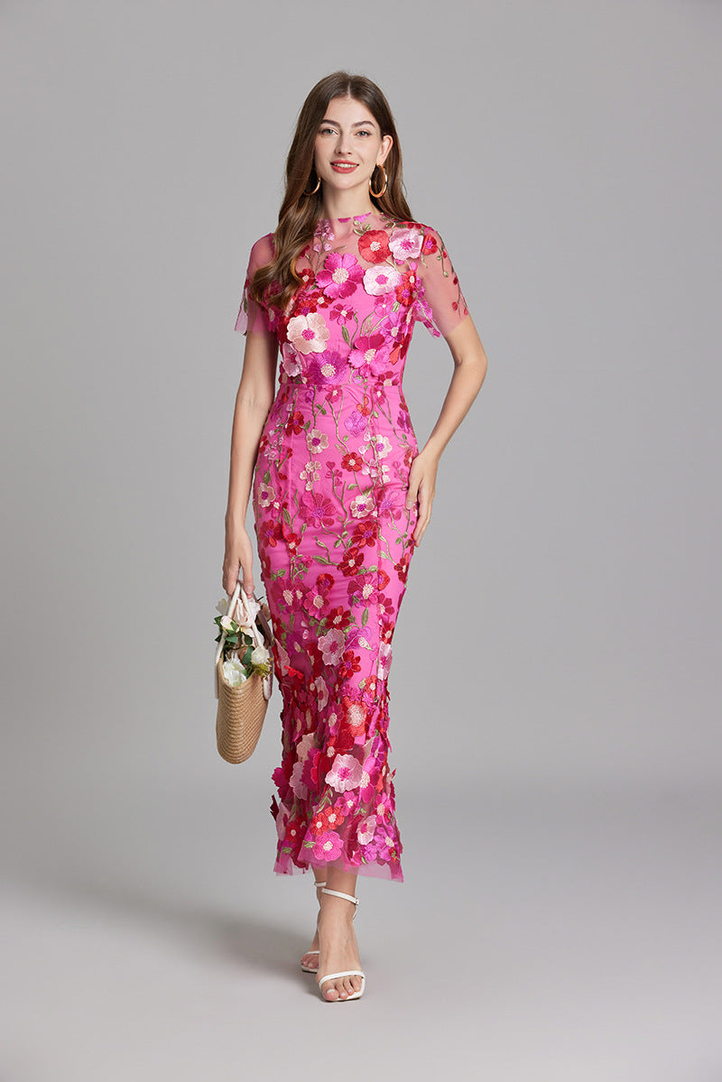 Women's Embroidered Floral Dress | Maxi