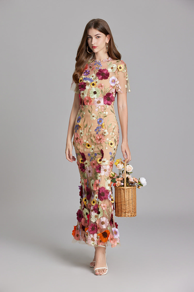 Women's Embroidered Floral Dress | Maxi