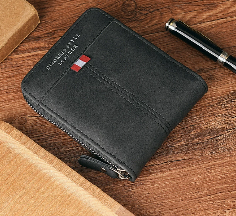 Men's Compact Wallet | Zipper Closure