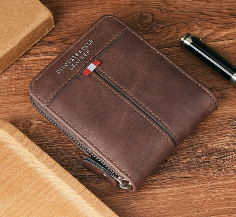 Men's Compact Wallet | Zipper Closure