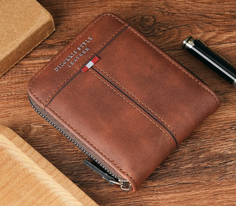 Men's Compact Wallet | Zipper Closure