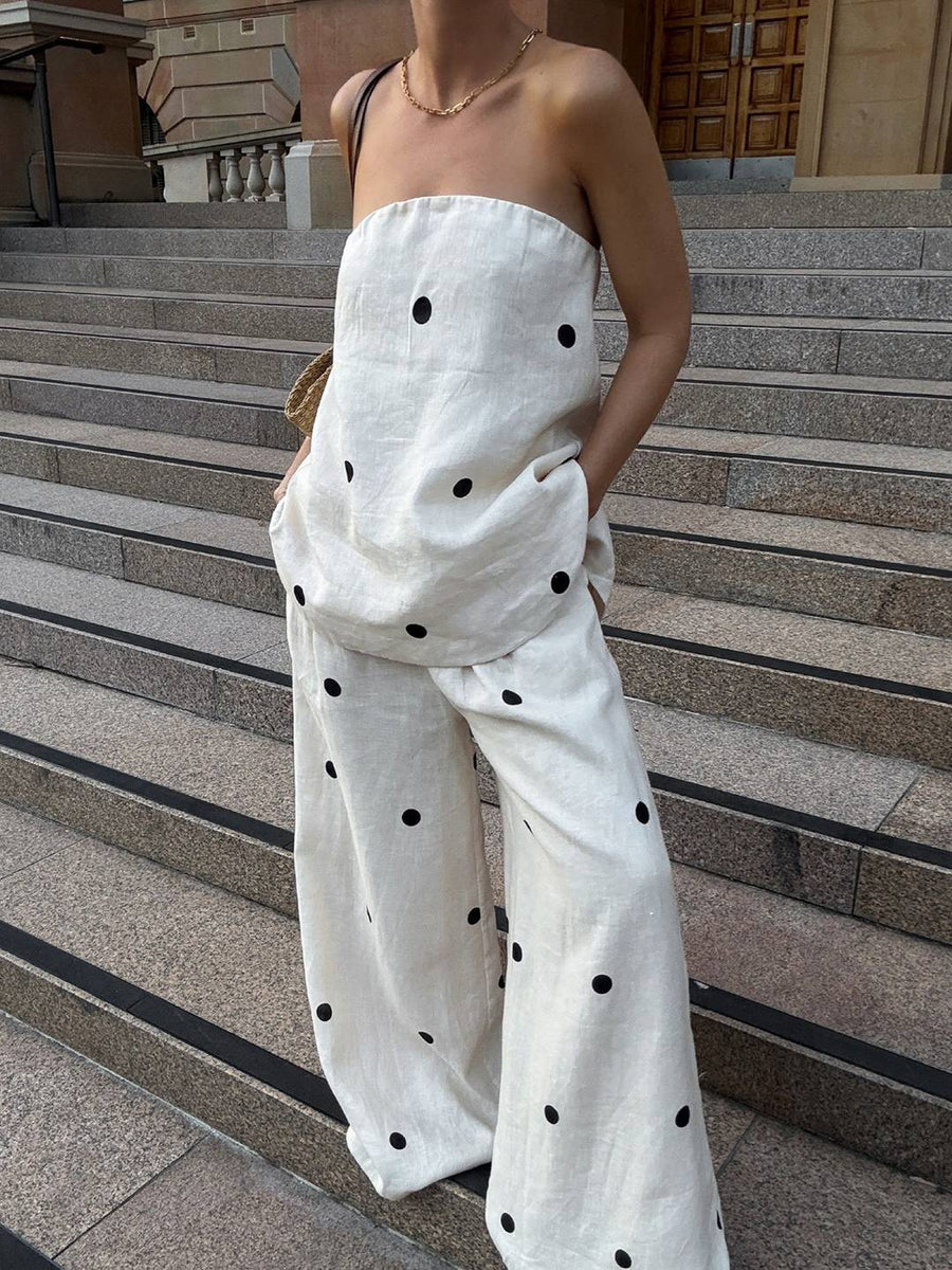 Women's Polka Dot Strapless Blouse