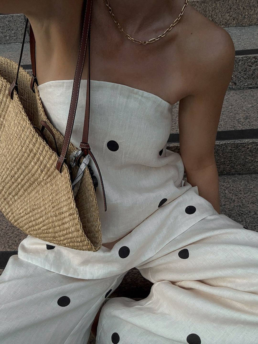 Women's Polka Dot Strapless Blouse