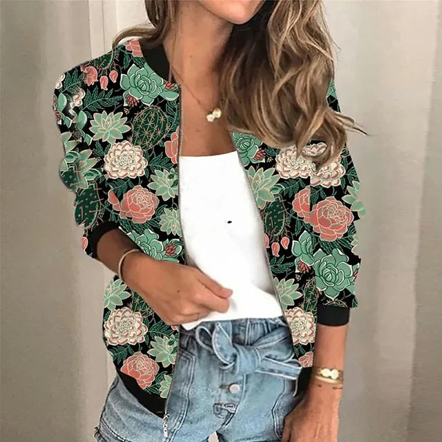 Women's Floral Bomber Jacket | Long Sleeve