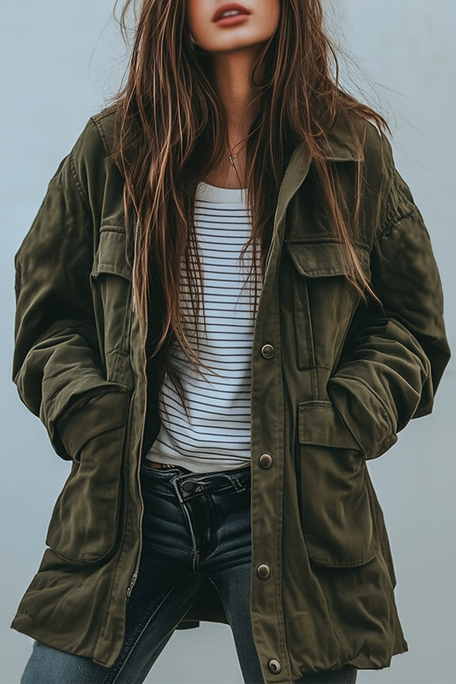 Women's Long Utility Jacket | Collar