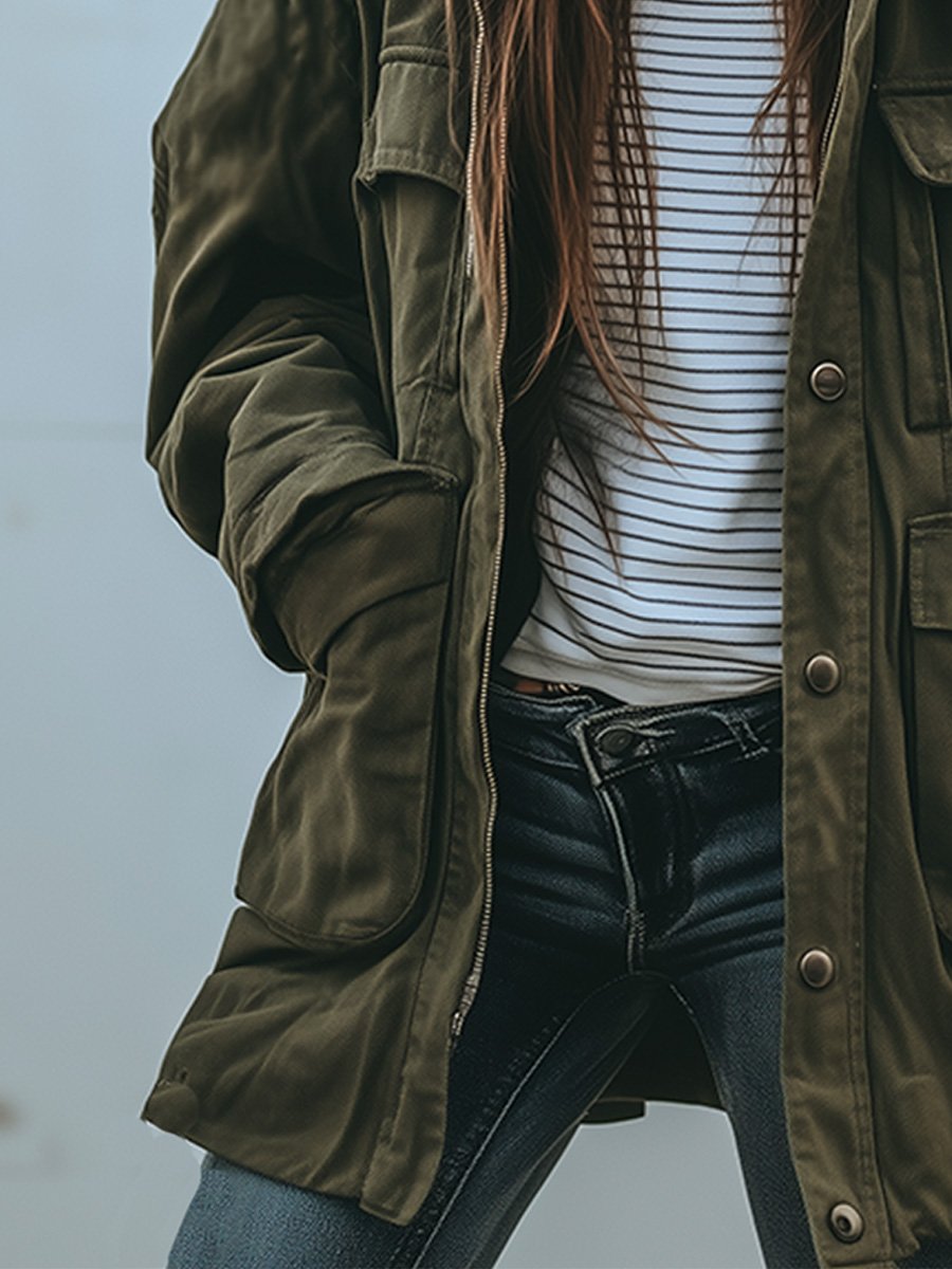 Women's Long Utility Jacket | Collar