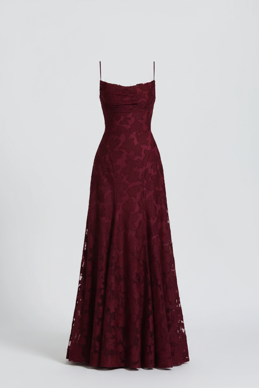 Women's Elegant Lace Evening Dress | Maxi