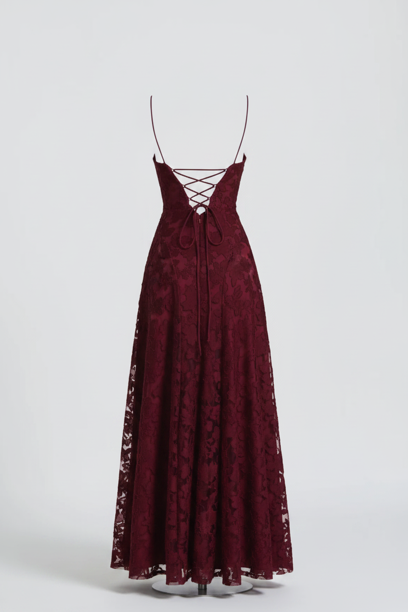 Women's Elegant Lace Evening Dress | Maxi