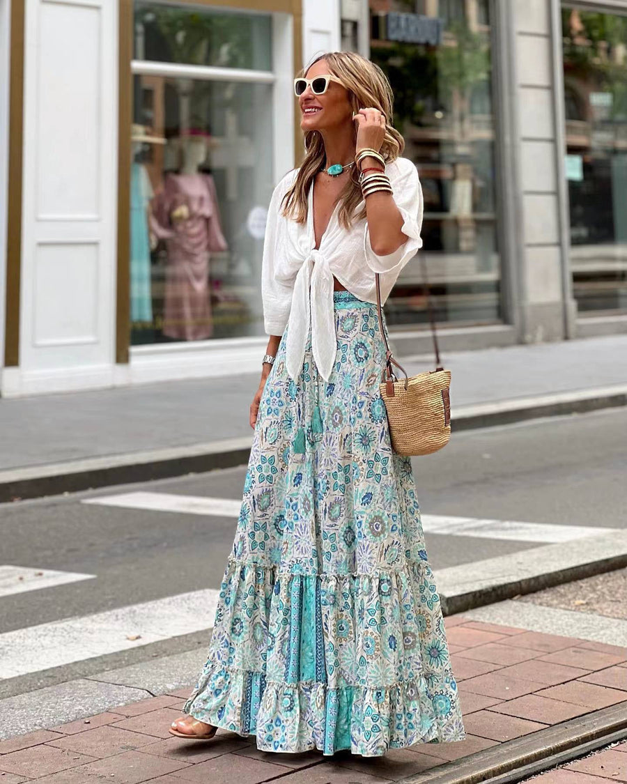 Damska Spódnica Boho w Kwiaty | Maxi