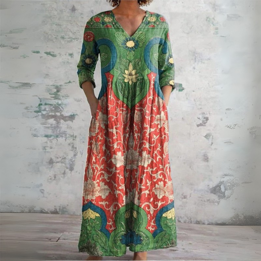 Women's Boho Dress with 3/4 Sleeves | Maxi