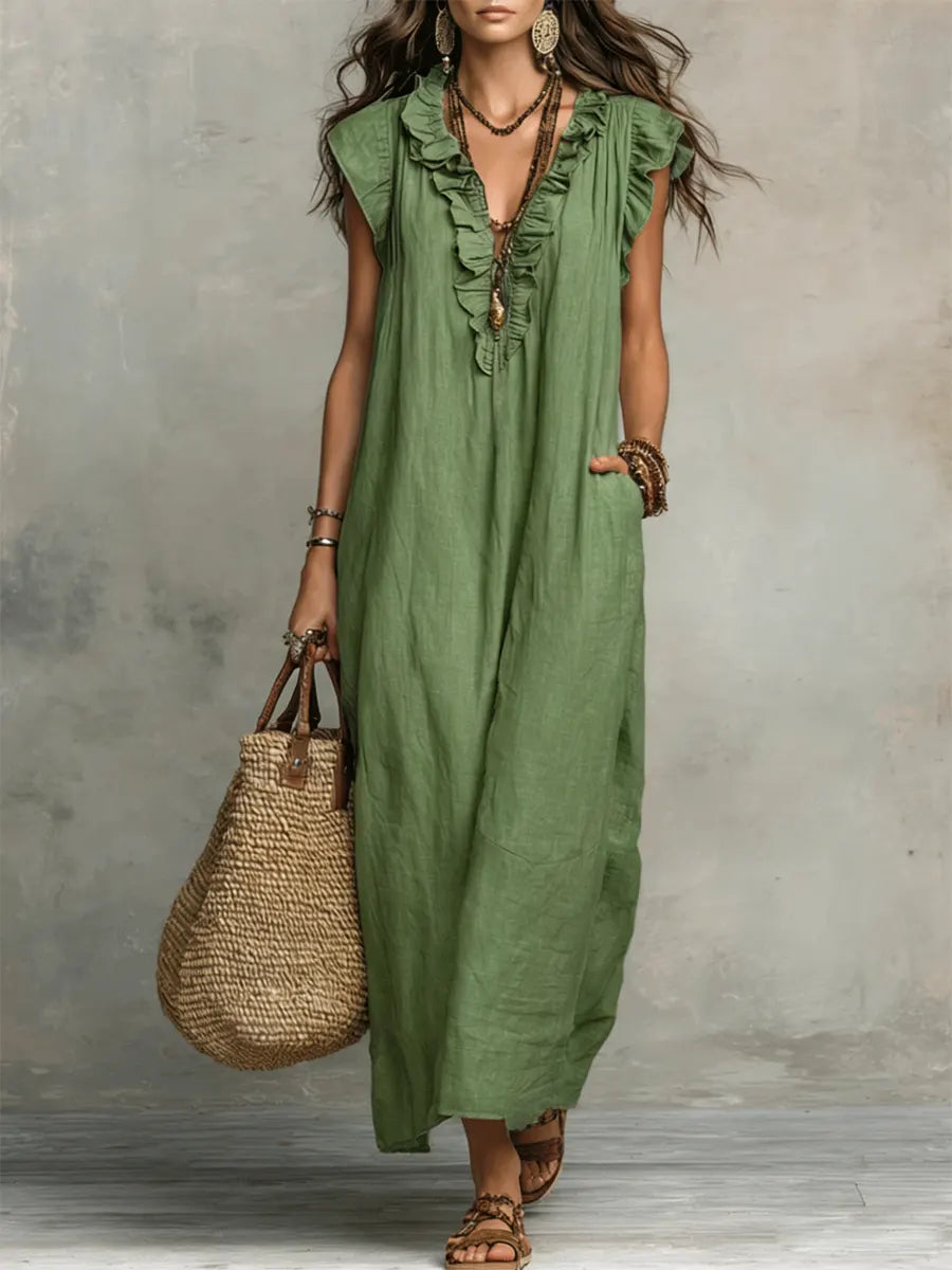 Damska Sukienka Boho z Falbankami | Maxi
