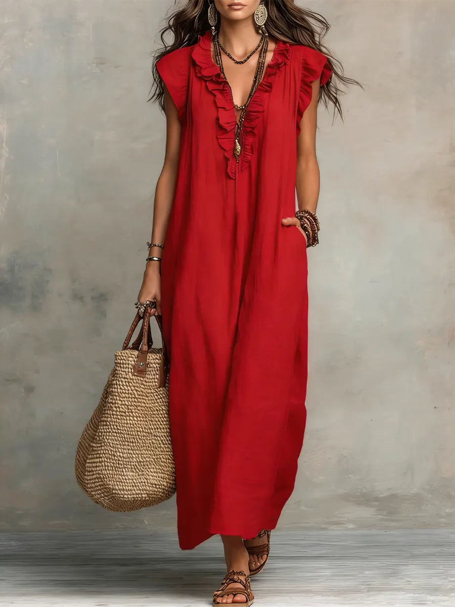 Damska Sukienka Boho z Falbankami | Maxi
