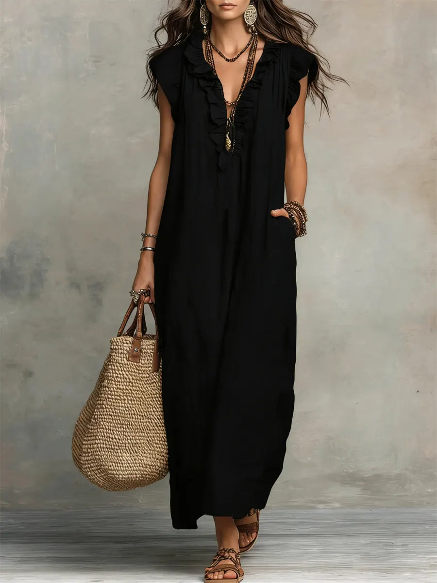 Damska Sukienka Boho z Falbankami | Maxi