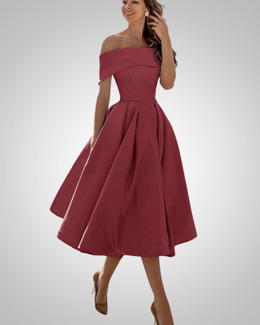 Women's Flared Off-Shoulder Dress | Midi